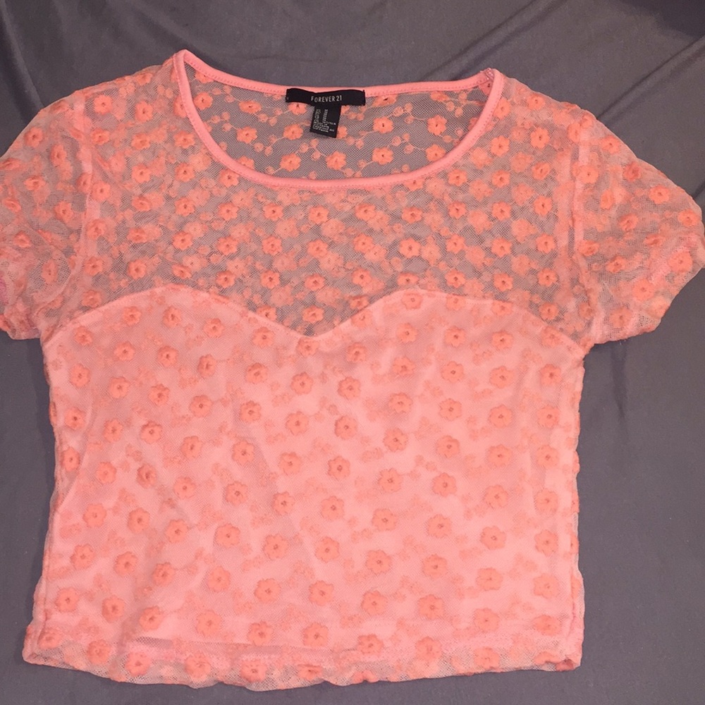 Pink flowered crop top